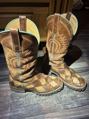 Horse Power Crazy Train Patchwork Leather Square Toe Boots Men s 9.5EE New Soles