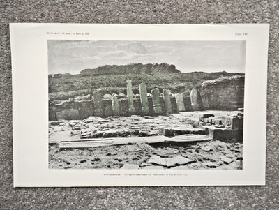 Central Chamber of Housesteads Roman Fort, Northumberland - Antique Print - 1900