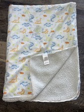Kyle Deena Dinosaur Baby Blanket Blue Yellow Orange Sherpa Plush