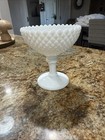 Westmoreland Milk Glass Diamond English Hobnail Pedestal Candy Dish 5.25” Vtg — photo 1