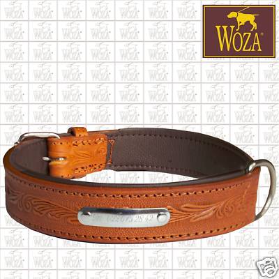 WOZA Premium Volllederhalsband Handgraviert Sattlernaht Soft Rindnappa EM1713