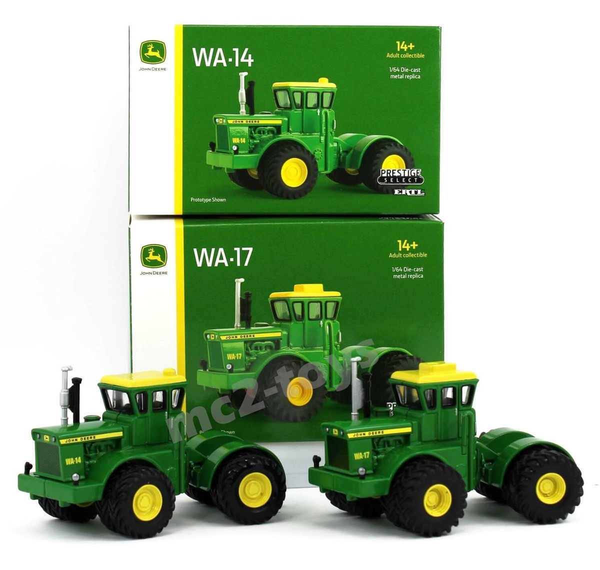 2022 ERTL 1:16 & 1:64 JOHN DEERE WA-14 & WA-17 Wagner Tractor SET