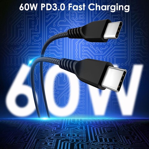 USB Type C to USB C Strong Braided Data & Fast Charger Charging Cable Power Lead - Picture 14 of 21