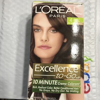 LOREAL Excellence To Go 10 Minute Creme Colorant 4 DARK BROWN uns NIB