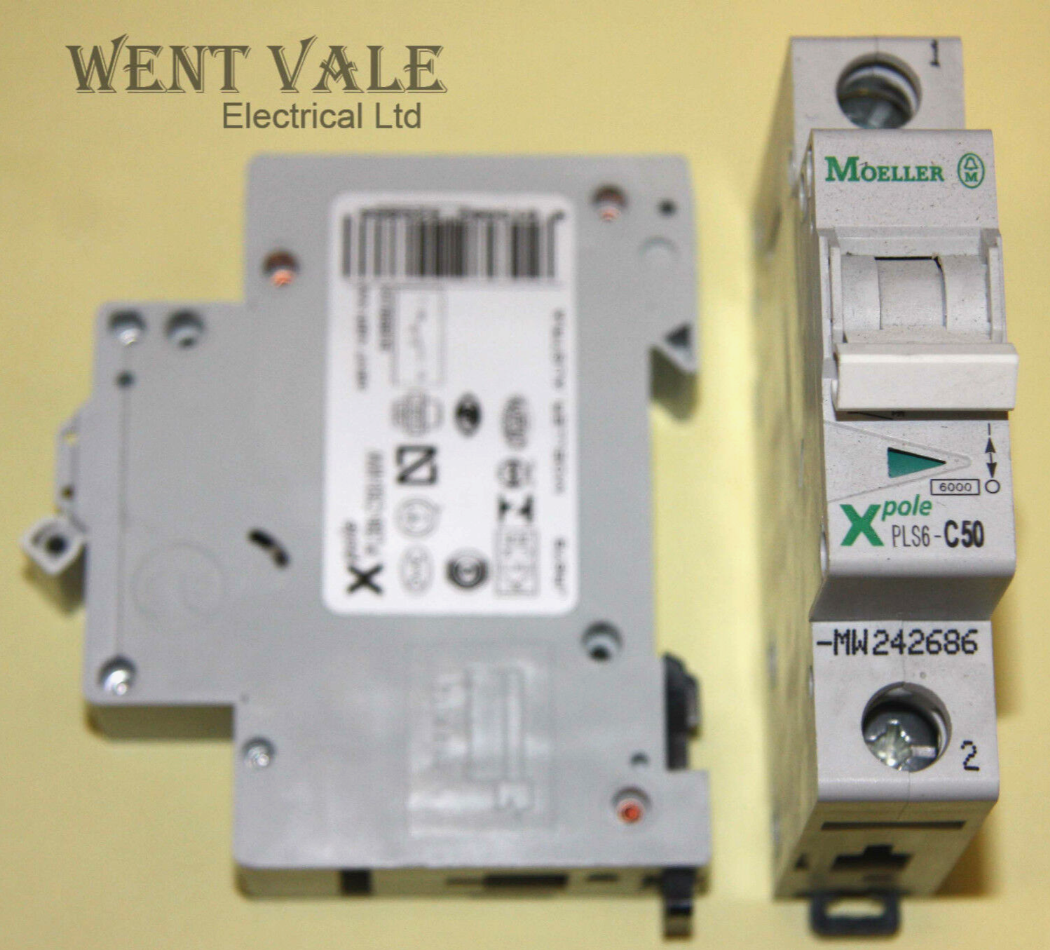 Moeller - X Pole PLS6-C50-MW - 50a Type C Single Pole MCB New