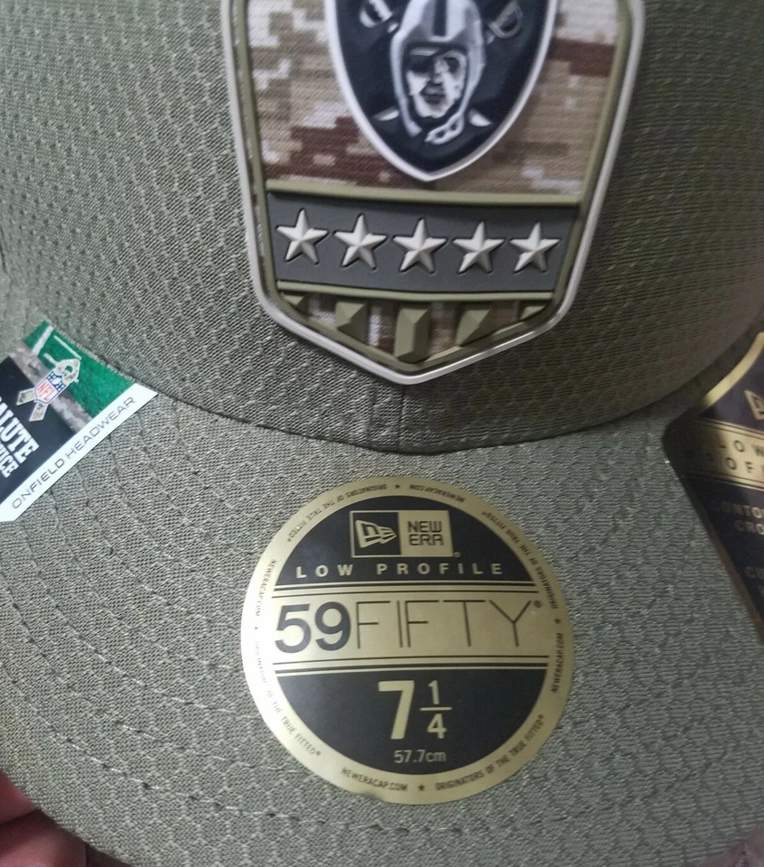 New Era 59FIFTY 2019 7 1/4 NFL RAIDERS Fuerzas Armadas Gorra Ajustada Camuflada Foto 2 de 4