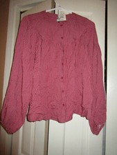 Women's Polka Dot Long Sleeve Button-Front Blouse - A New Day Pink XS