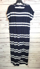 Maurices Maxi Dress Size 2XL Navy Blue White Striped Crew Neck Tulip Hem Women's