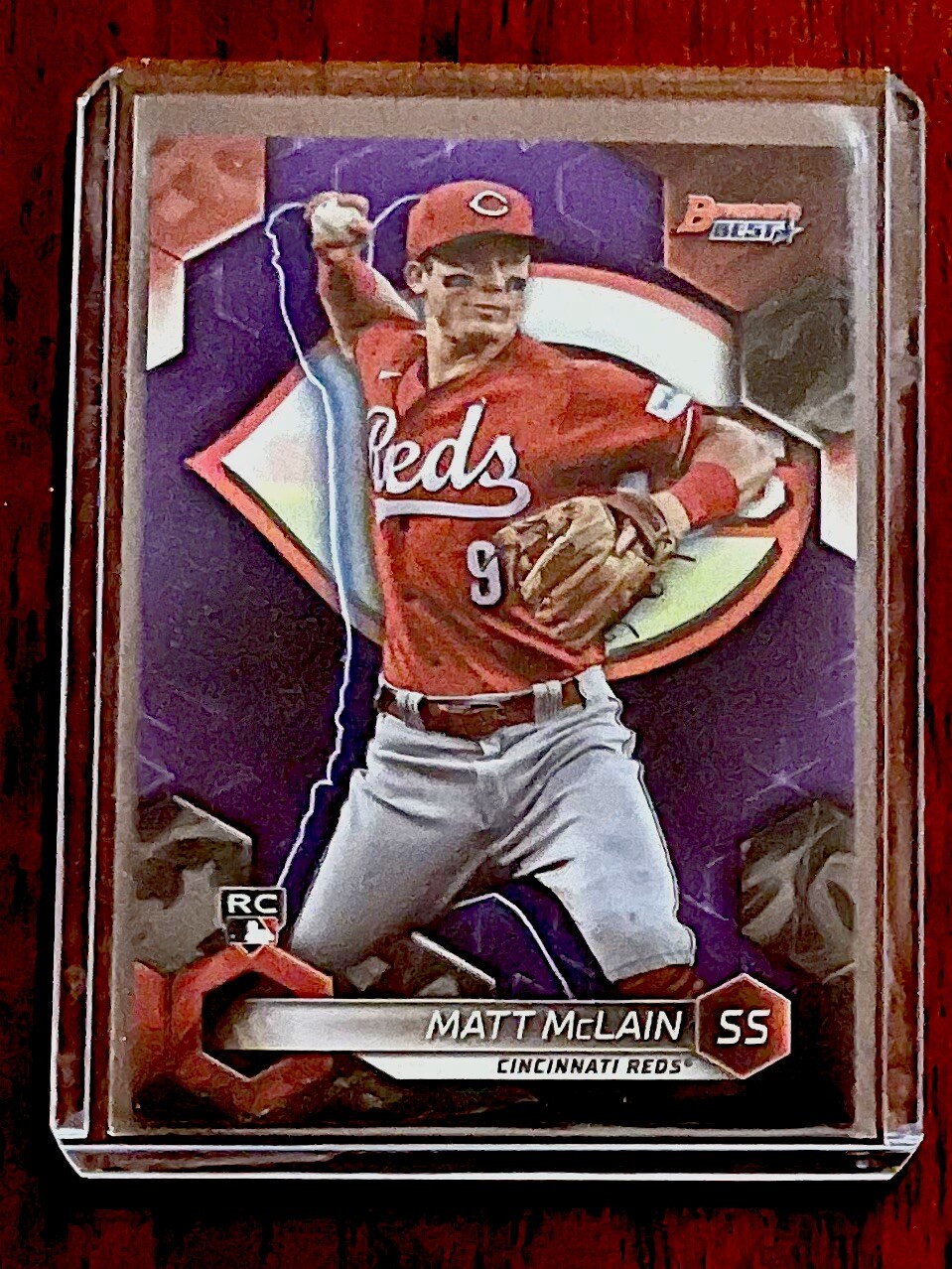 MATT McLAIN 2023 Bowman's Best PURPLE REFRACTOR RC /250 Cincinnati Reds