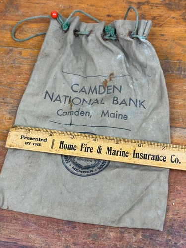 Vintage Camden National Bank MONEY SACK w/ Drawstring ~ Camden, ME - Picture 6 of 6
