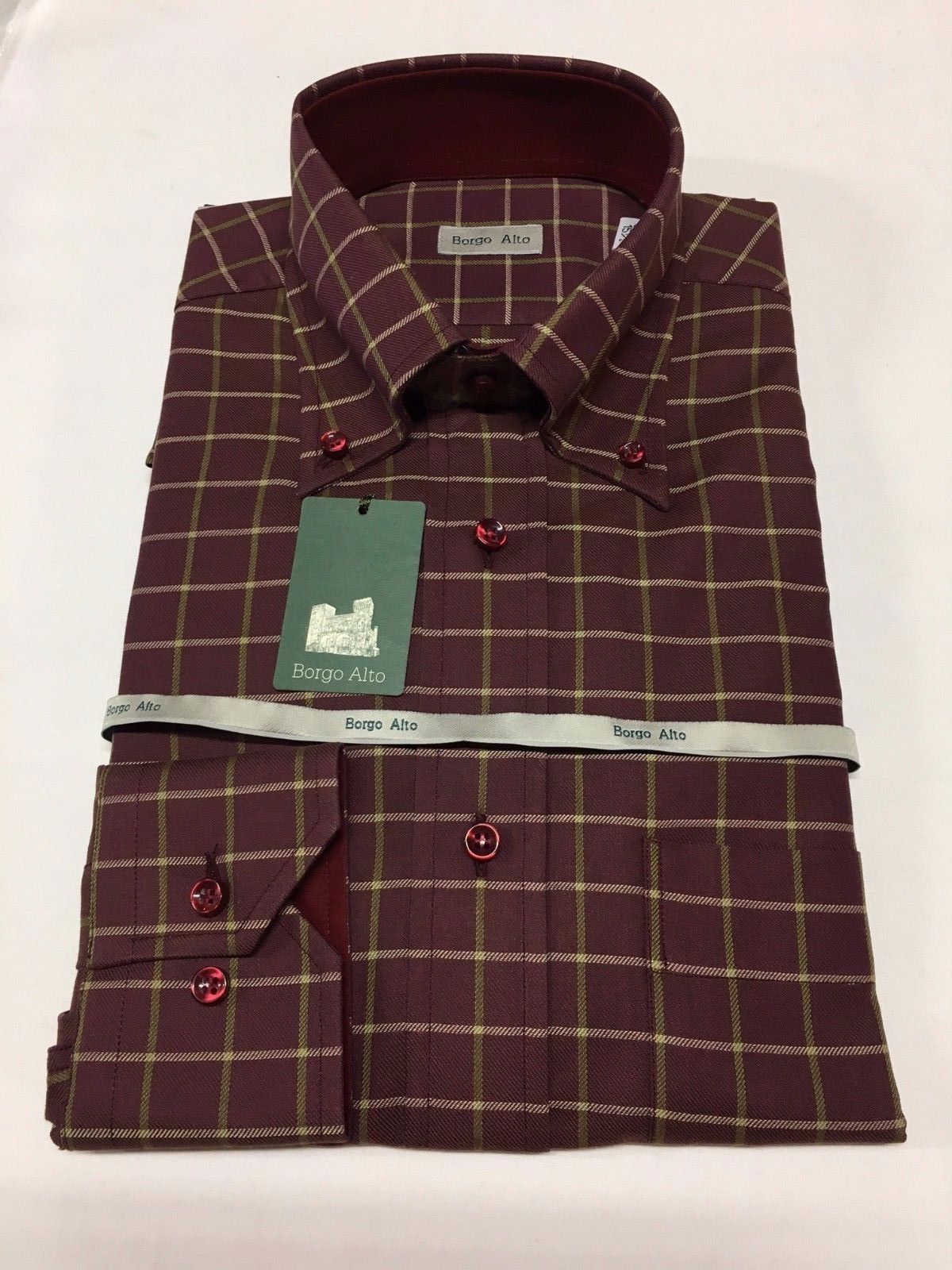 БОРГО АЛЬТО камисия уомо фланелла леггера бордо/бежи/верде 100%котон