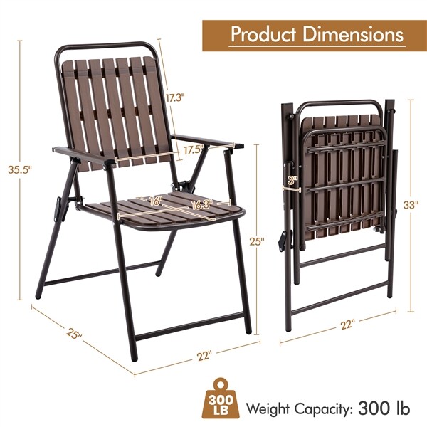 Foldable Patio Chair with Armrest, Plastic Dining Chair for Indoor