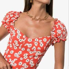 Reformation Jewel Floral Print Sweetheart Neckline Bustier Top Size 12