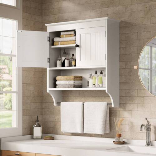Lofka Bathroom wall mounted cabinet with towel bar and 2 door racks-Popular