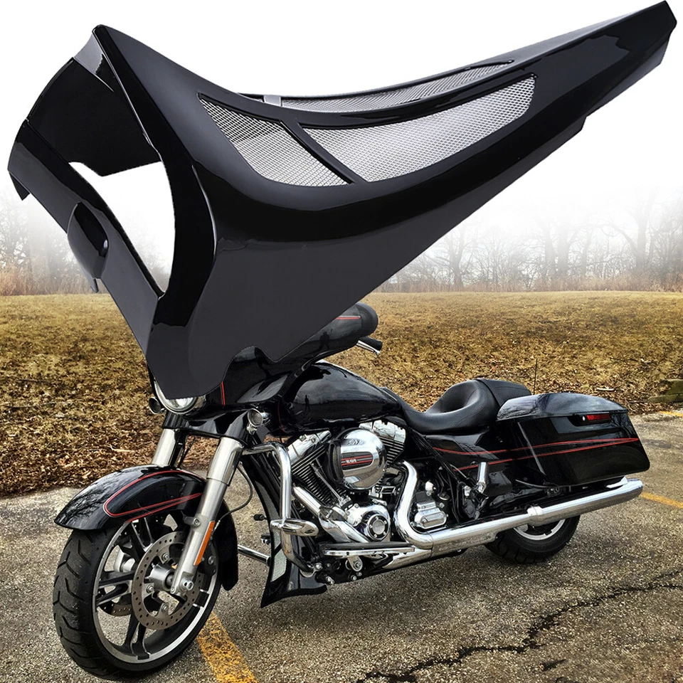 Alerón de barbilla negro vivo personalizado para Harley Touring Road King Street Glide Foto 3 de 4