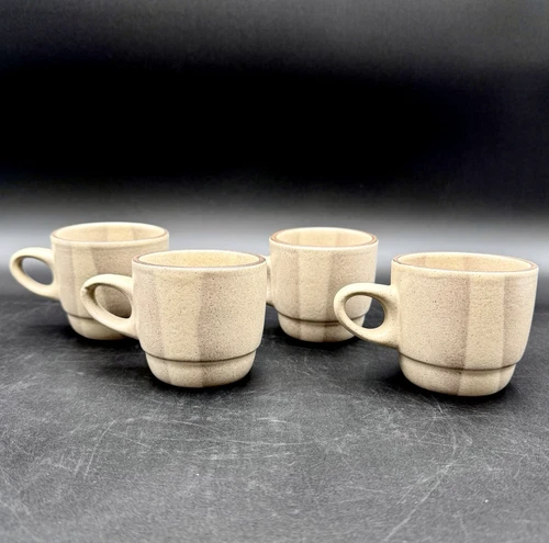 VTG Heath Ceramics RIM Birch Stacking 2 7/8" Coffee Tea Cups Mugs SET/4 CA, USA