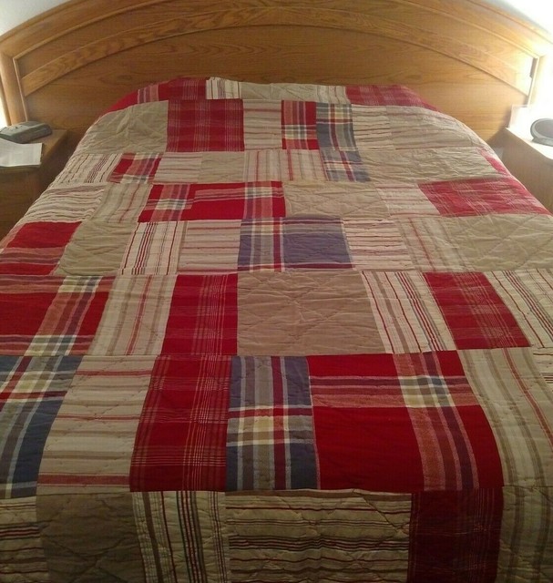 Vintage Woolrich Home Patchwork Corduroy Flannel Plaid Quilt