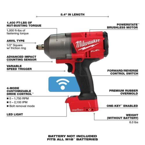 Milwaukee Power Drill Impact Wrench 18V Brushless 1750Rpm Protect Boot+Hard Case - Picture 3 of 10