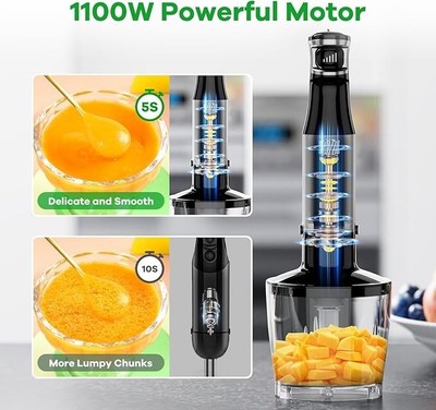 Immersion Blender Handheld Corded Hand Blender 1100W, Trigger Variable Speed 5 i