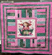 baby girl Cow quilt handmade new