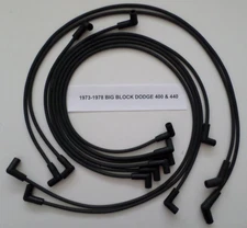 Big Block DODGE 400-440 1973-1978 BLACK Spiral Core Spark Plug Wires for HEI CAP