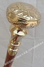 Vintage Brass Handle Victorian Telescope Fold able Wooden Walking Stick Walking