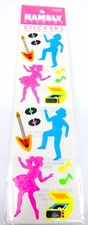 NEW Vintage Hambly Studios “Retro Dance & Music” 16 Neon Stickers 1 Sheet