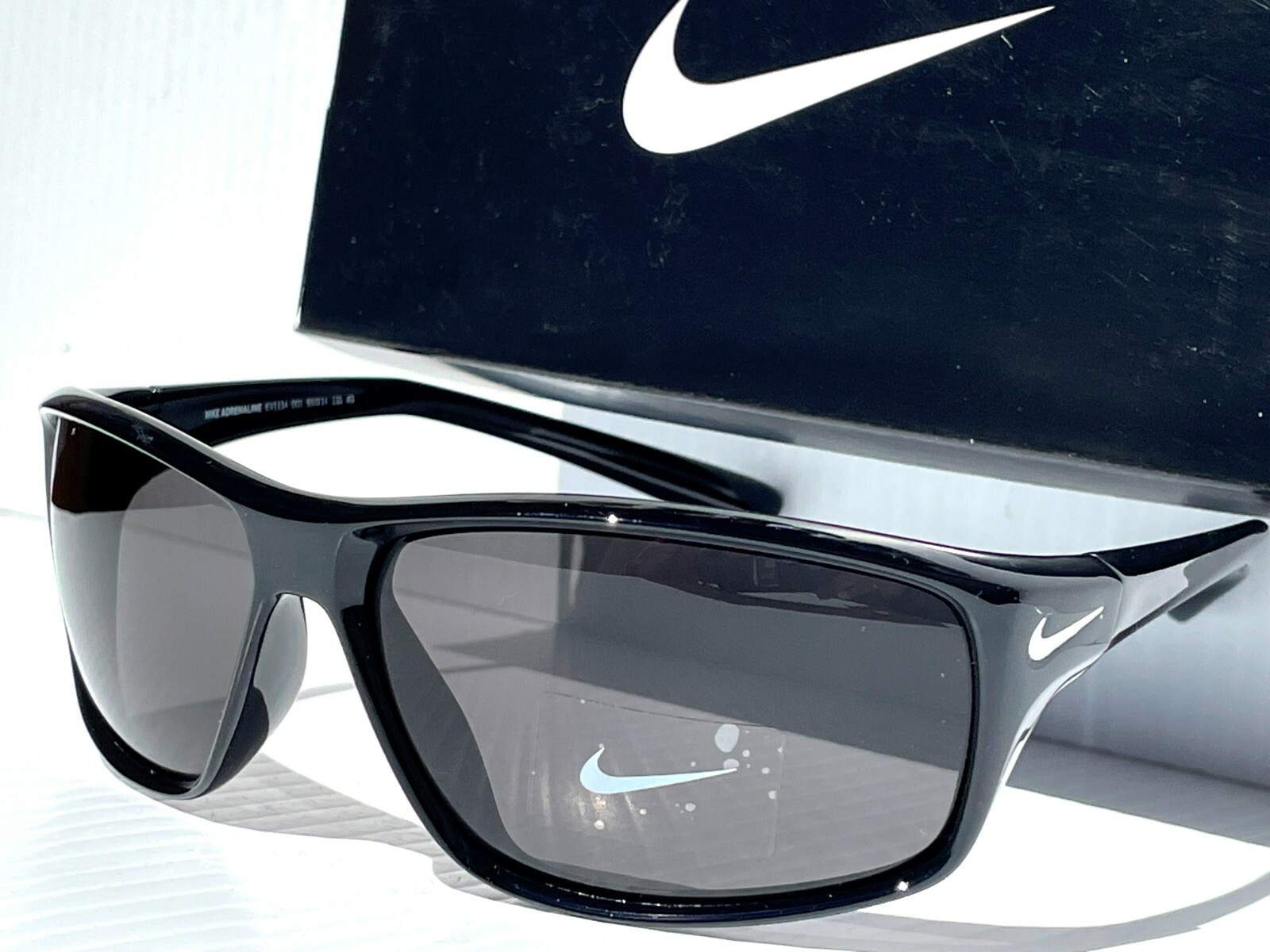 NEW* Nike ADRENALINE Black Polished Gloss Gray Grey lens Sunglass EV1134 001