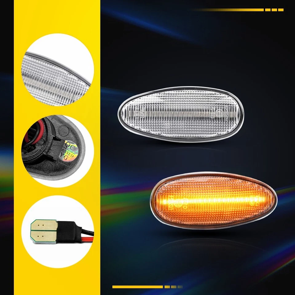 Luces de señalización lateral LED transparentes para guardabarros lámpara de señal de giro secuencial para Mitsubishi Foto 4 de 4