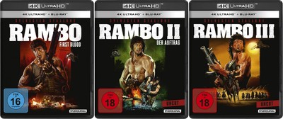 Rambo - Teil 1+2+3 - 4K Ultra HD - Uncut # UHD+BLU-RAY-SET-NEU