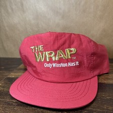 Vintage Winston The Wrap Snapback Hat Cap Red Embroidered Cigarette Promo 90s