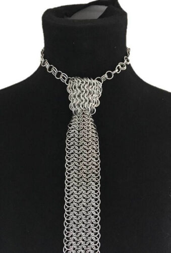 Chainmail TIE, New Item, Aluminum Butted Silver Tie for Birthday Party - Picture 1 of 6