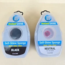 Instant Shine Sponge Shoe Care Polish Cleaner - 2 Pack (Black & Neutral)