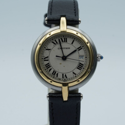CARTIER PANTHERE RONDE 183964 STAHL/GOLD SCHÖNER ZUSTAND ARMBANDUHR 30MM CA127
