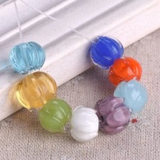 5pcs 12mm Round Handmade Flower Bud Shape Handmade Lampwork Glass Loose Beads