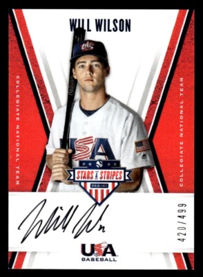 2019 Panini USA Stars & Stripes Will Wilson CNT WW Autograph Auto  /499 Giants