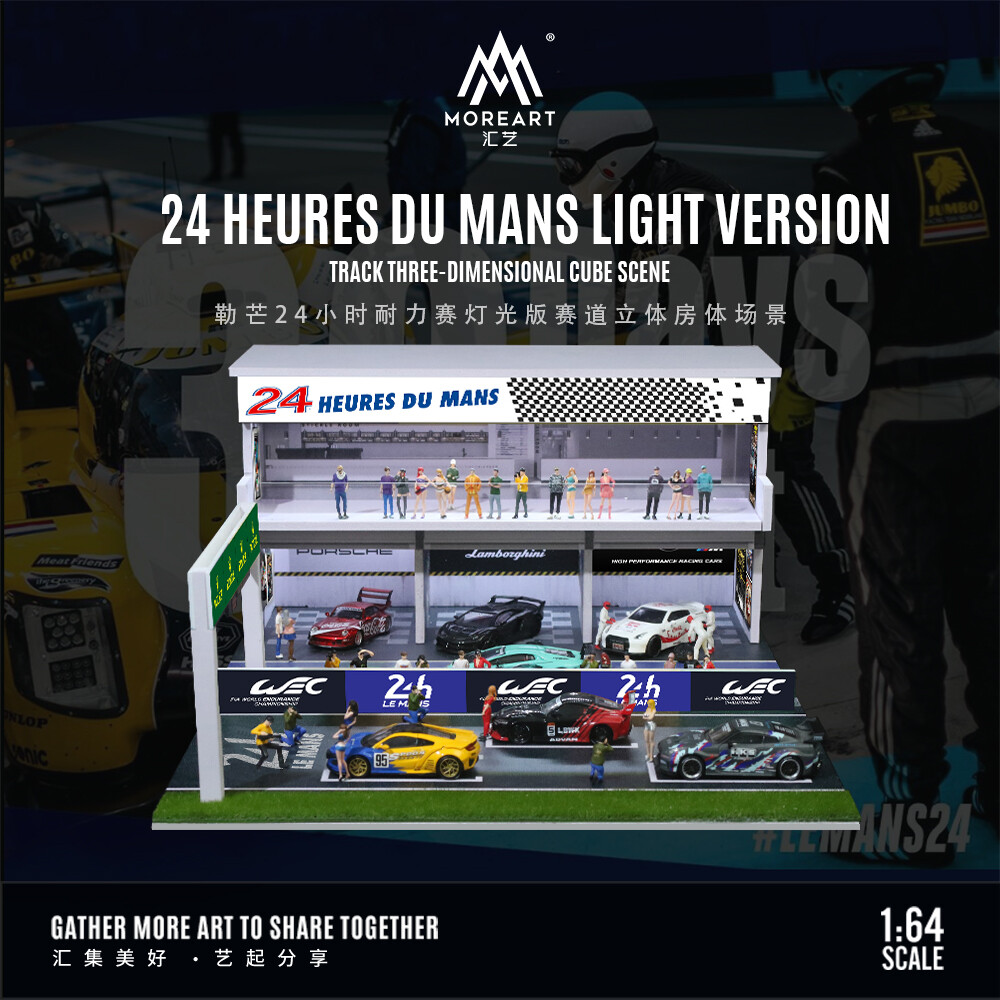 Diorama1/64 Garage Model Le Mans 24 Hours Race Car Parking Lot Scene Diaplay Toy
