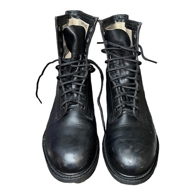 WOLVERINE STEEL TOE VINTAGE ANSI BOOTS MENS BLACK COMBAT 