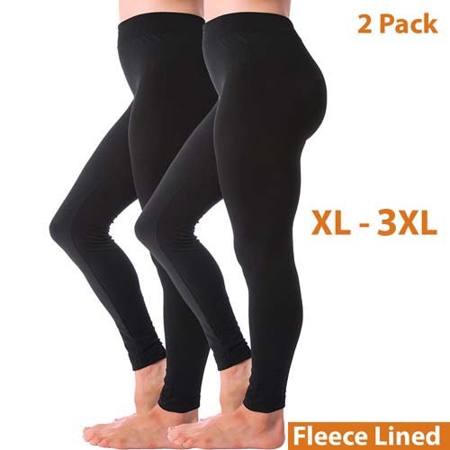 Paquete de 2 Pantalones Legging Termales Gruesos Forrados de Lanza Largo Talla Grande XL 2XL 3XL - Imagen 4 de 14