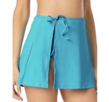 California Waves Juniors Ribbed Sarong Skirt Cover-up Turquoise aqua large