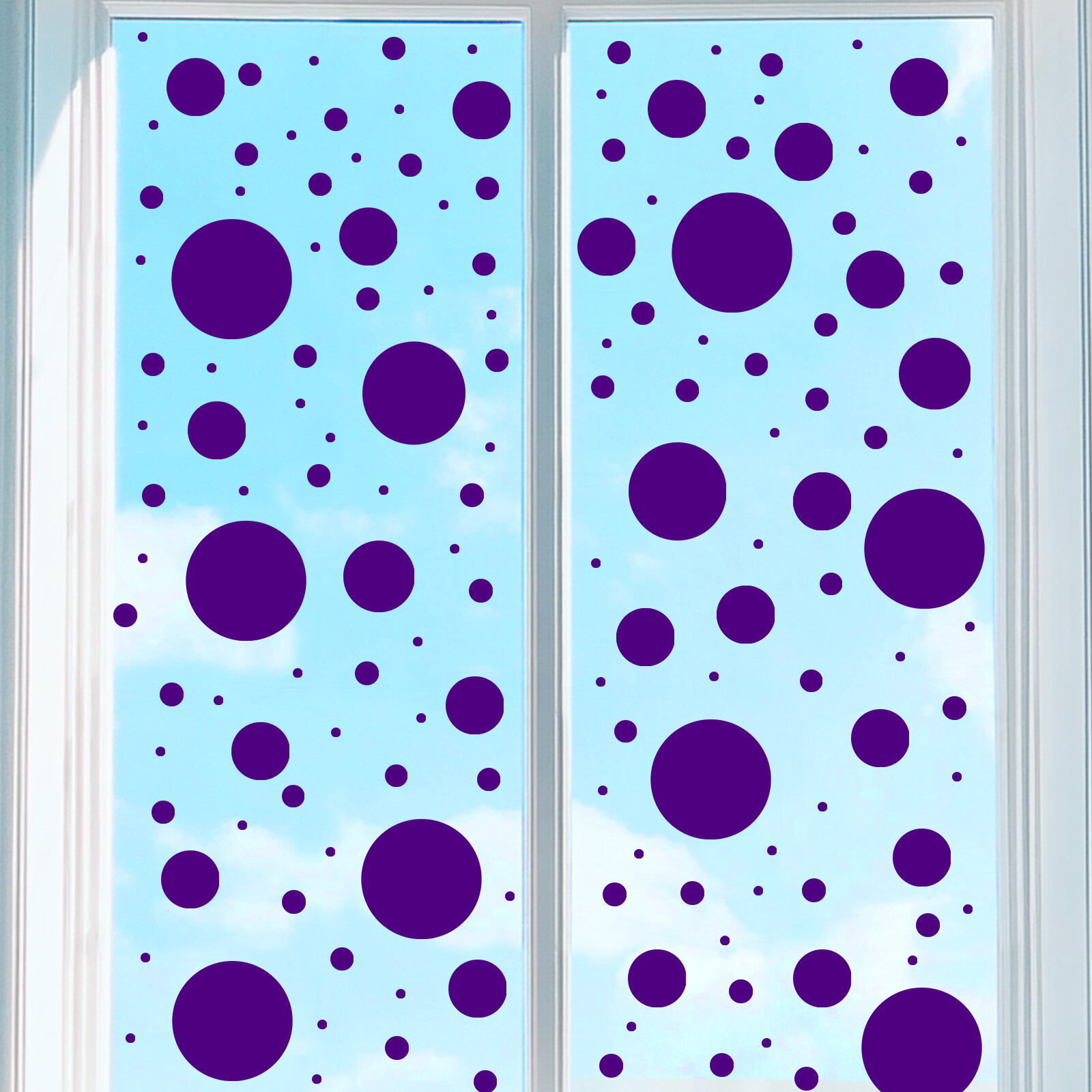 9 Sheets Polka Dots Window Clings Peel and Stick Wall Decal Sticker, Purple