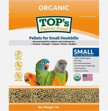 SMALL SIZE TOP'S Organic Parrot Pellet Food 1 Lb Avian Bird Diet No Salt/Sugar