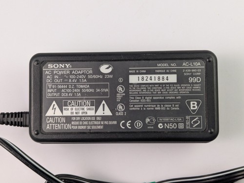Genuine Sony AC-L10C Battery Charger DCR-VX2000/ F707/ F717 In 100-240v 50/60Hz - Imagen 2 de 6