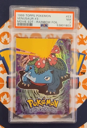 1999 Pokemon Topps Movie Edition Venusaur #E3 Rainbow Foil - PSA 7 NM