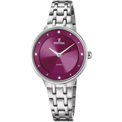 Festina Damenuhr Bordò Zifferblatt mit brillanten Zeigern klassisch F20600/2