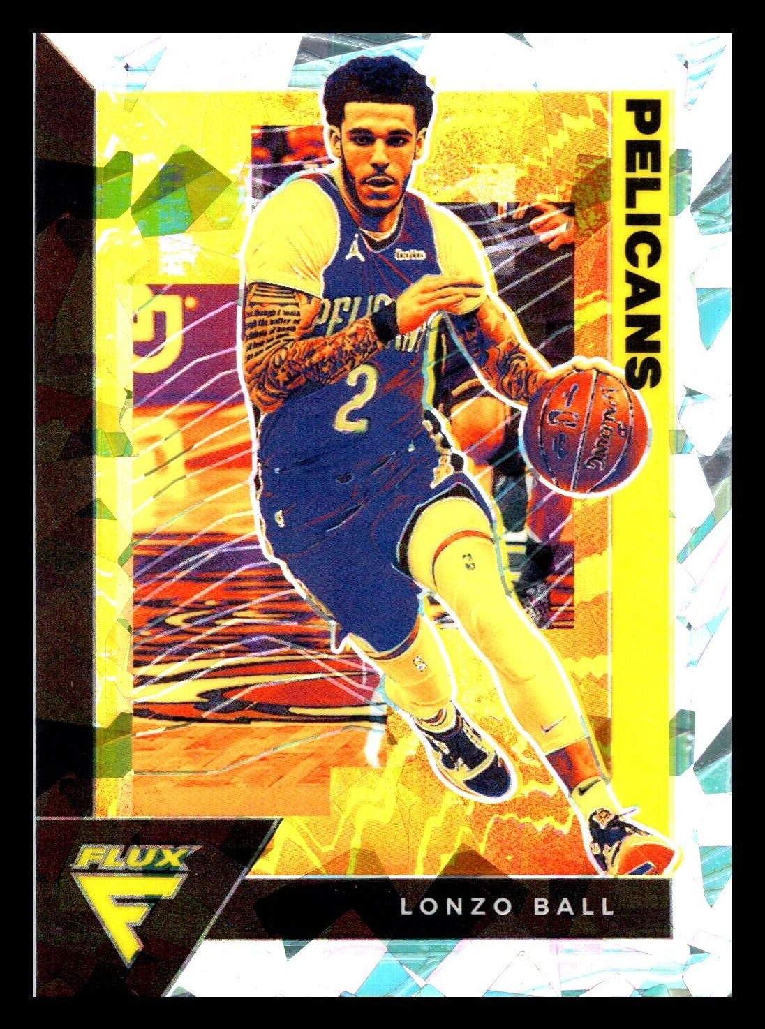 2020-21 Panini Flux Silver Cracked Ice Prizm #111 Lonzo Ball Fanatics