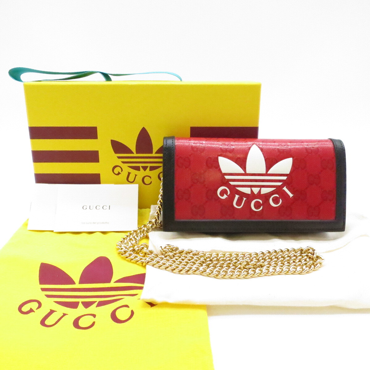 Authentic GUCCI Gucci x Adidas Long Wallet & Chain Shoulder Authentic GUCCI Gucci x Adidas Long Wallet & Chain Shoulder