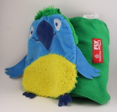Emirates Airlines Fly With Me Carlos Macaw Bag Carry On Buddy Blanket Plush
