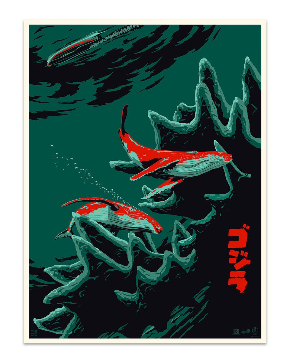Godzilla Whale Song by Steve Thomas Ltd Edition x/150 Poster Print