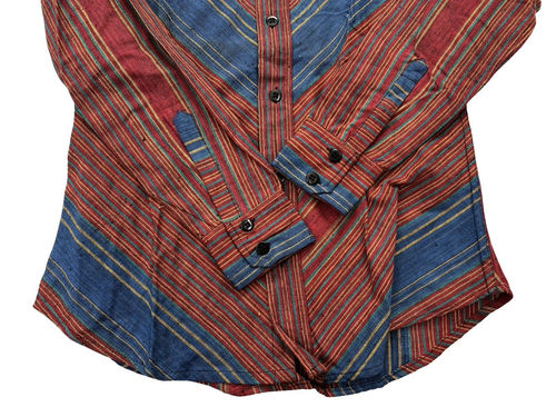 Vintage 70s Devil Shirt Co. Mens Medium Sheer Woven Gauze Mesh Cotton Camp - Picture 9 of 11